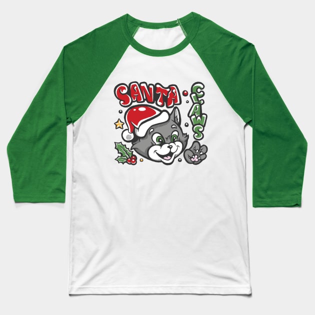 Santa Claws Baseball T-Shirt by BeataObscura